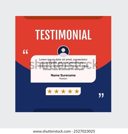 Testimonial review template design  with star rating remark