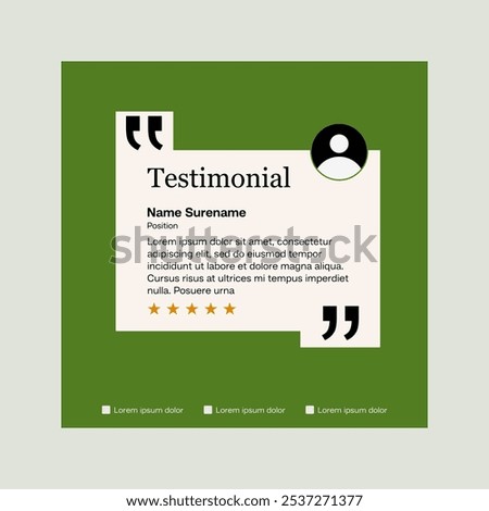 Testimonial review template design  with star rating remark
