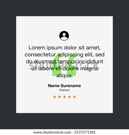 Testimonial review template design  with star rating remark