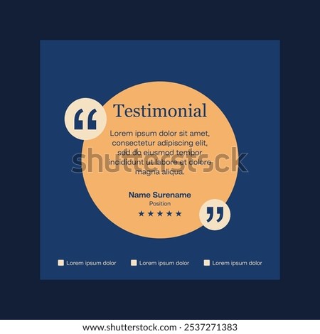 Testimonial review template design  with star rating remark