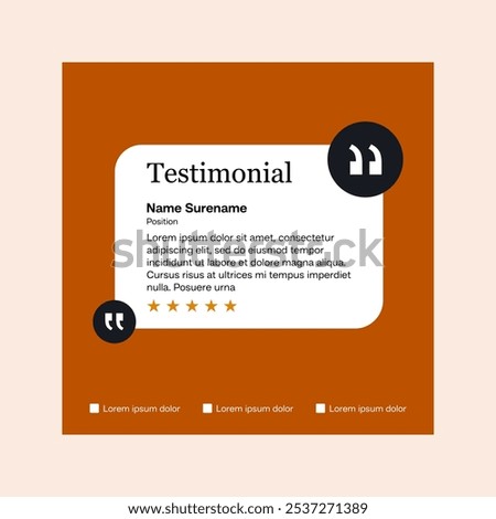 Testimonial review template design  with star rating remark