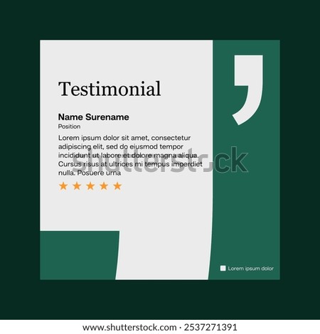 Testimonial review template design  with star rating remark