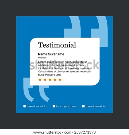 Testimonial review template design  with star rating remark