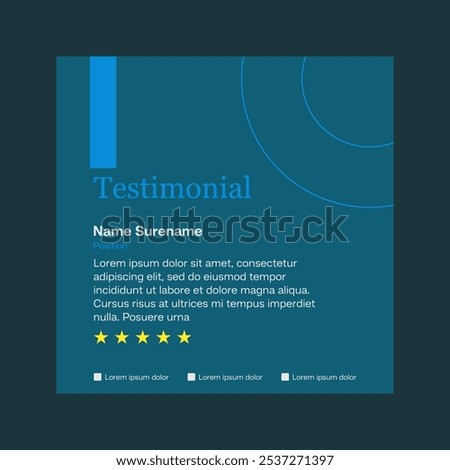 Testimonial review template design  with star rating remark