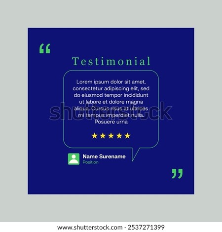 Testimonial review template design  with star rating remark