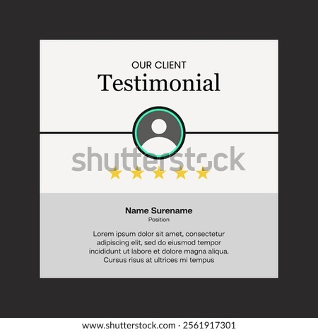 Testimonial review template design  with star rating remark