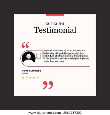 Testimonial review template design  with star rating remark