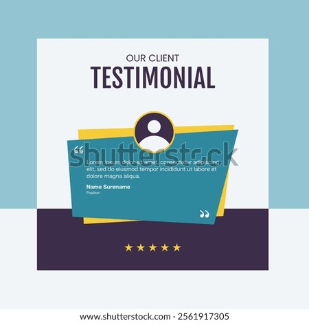 Testimonial review template design  with star rating remark