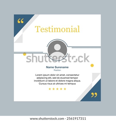 Testimonial review template design  with star rating remark
