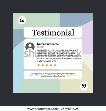 Testimonial review template design  with star rating remark