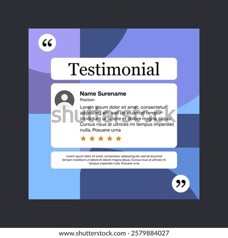 Testimonial review template design  with star rating remark