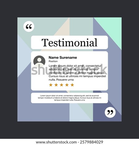 Testimonial review template design  with star rating remark