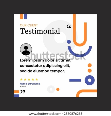 Testimonial review template design  with star rating remark