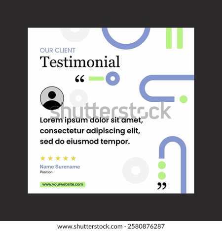 Testimonial review template design  with star rating remark