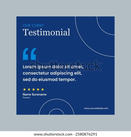 Testimonial review template design  with star rating remark