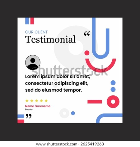Testimonial review template design  with star rating remark