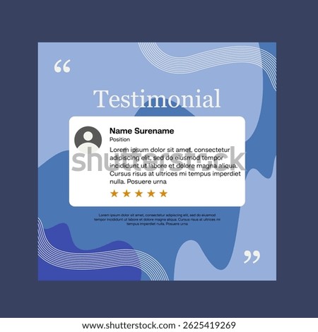 Testimonial review template design  with star rating remark