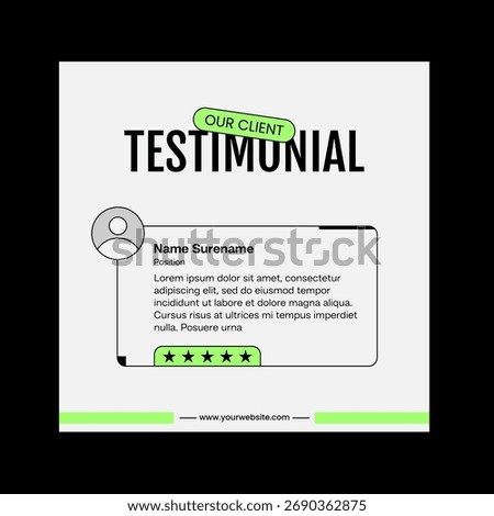 Testimonial review template design  with star rating remark