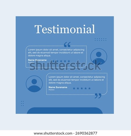 Testimonial review template design  with star rating remark