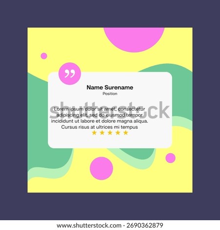 Testimonial review template design  with star rating remark