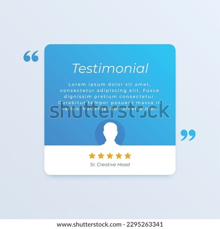 testimonial review template with star rating remark vector