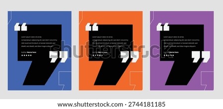 Testimonial social media post template. Vector quote banner design with large quotation mark layout and star rating.