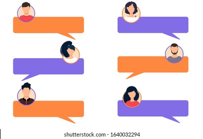 Testimonial Speech bubble concept, customer feedback for info graphic, application for info graphic, application and website. Creative testimonials template with different shapes. Vector illustration.