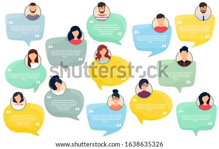 Testimonial Speech bubble concept, customer feedback for info graphic, application for info graphic, application and website. Creative testimonials template with different shapes. Vector illustration.