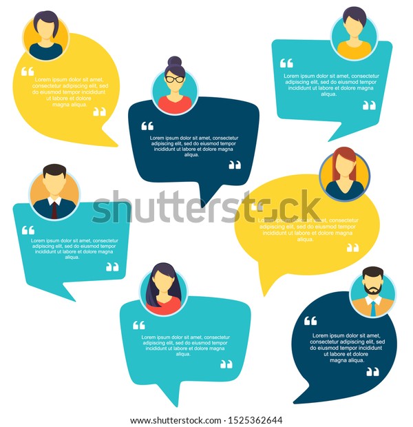 Testimonial Speech\
bubble concept, customer feedback for info graphic, application and\
website. Creative testimonials template with different shapes.\
Vector\
illustration.