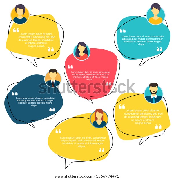 Testimonial Speech bubble concept, customer\
feedback for info graphic, application for info graphic,\
application and website. Creative testimonials template with\
different shapes. Vector\
illustration.