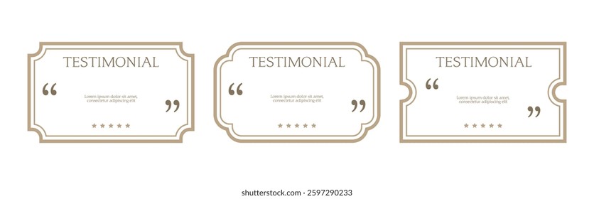 Testimonial template background set for customer client feedback review speech bubble quote empty space box rating star in minimalist retro style