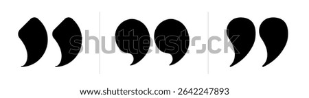 Testimonial template, Quotation mark and symbol, speech punctuation, excerpt commas, double comma. Remark button , Quote, Review, Feedback, rate us, commas on white background, testimonial icon set