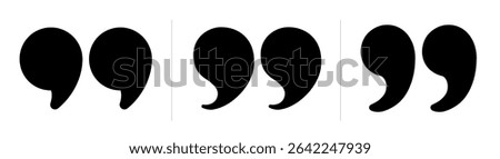 Testimonial template, Quotation mark and symbol, speech punctuation, excerpt commas, double comma. Remark button , Quote, Review, Feedback, rate us, commas on white background, testimonial icon set