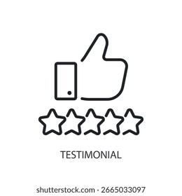 Iconos de vector de línea delgada testimonial.