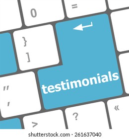 testimonial word on keyboard key, notebook computer button