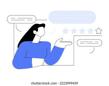 Testimonials abstract concept vector illustration. Testimonials page, client feedback, customer review, product recommendation, website navigation bar, menu element, UI design abstract metaphor.