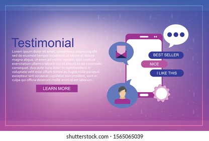 Testimonials And Customer Service, Customer support, customer feedback web banners set