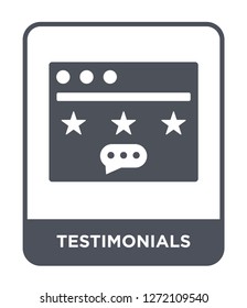 testimonials icon vector on white background, testimonials trendy filled icons from Feedback collection, testimonials simple element illustration