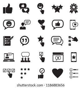 Testimonials Icons. Black Flat Design. Vector Illustration. 