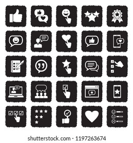 Testimonials Icons. Grunge Black Flat Design. Vector Illustration. 