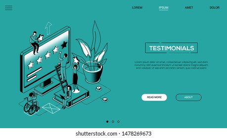 Testimonials - line design style isometric web banner