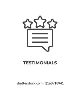 Symbol für die Testimonials-Linie. lineares Stilzeichen für mobiles Konzept und Webdesign. Rahmenvektorsymbol. Symbol, Logo-Abbildung. Vektorgrafik