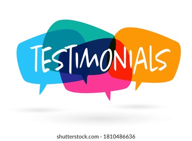 Testimonials on colorful speech bubble