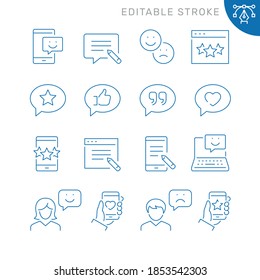 Testimonials related icons. Editable stroke. Thin vector icon set