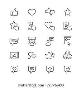 Testimonials Related Icons: Thin Vector Icon Set, Black And White Kit