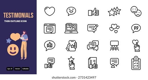 Diseño delgado del Vector del conjunto del icono del contorno bueno para el Web y el App móvil