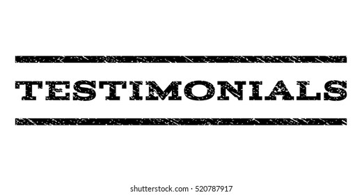Testimonials watermark stamp. Text caption between horizontal parallel lines with grunge design style. Rubber seal stamp with scratched texture. Vector black color ink imprint on a white background.