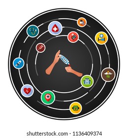 Testing blood glucose flat icons concept. Vector illustration. Element template for design.