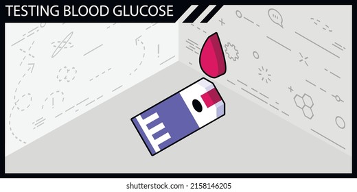 Testing blood glucose isometric design icon. Vector web illustration. 3d colorful concept