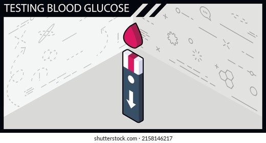 Icono de diseño isométrico de la glucosa sanguínea. Ilustración web de vectores. 3.ª colorida concepción